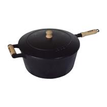 Caçarola De Ferro Com Cabo E Tampa De Ferro - 6 Lt. - Design Robusto