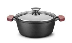 Caçarola De Ferro Fundido C/ Tampa de Vidro Forno e Fogão 18Cm 1,6L MTA 8339