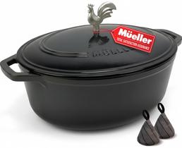 Caçarola de ferro fundido esmaltado MUELLER HOME 5,5 qt preta Caçarola de ferro fundido esmaltado MUELLER HOME 5,5 qt preta