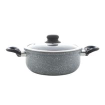 Caçarola de Indução com Tampa de Vidro 22cm Granilite Cinza Alumínio com Revestimento Cerâmico Caçarola de Indução com Tampa de Vidro 22cm Granilite Cinza Alumínio com Revestimento Cerâmico