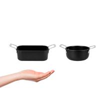 Caçarola e Travessa Mini Inox Preto Couvert Servir Entrada