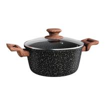 Caçarola Euro Antiaderente com Tampa - Preta 4L 22cm Colorstone Wooden