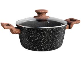 Caçarola Euro Antiaderente com Tampa - Preta 4L 22cm Colorstone Wooden