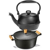 Caçarola Ferro 2,2 Litro E Chaleira Panela Mineira