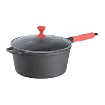 Caçarola Ferro Cabo Silicone Vermelho Tampa Vidro 26cm Caçarola Ferro Cabo Silicone Vermelho Tampa Vidro 26cm