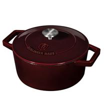 Caçarola Ferro Fundido 20cm 2,7l Burgundy Berlinger Haus Panela Esmaltado Indução Antiaderente Forno Utensilio Cozinha Assadeira