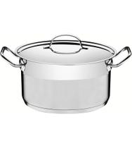 Caçarola Funda 20cm 3,6 Litros Professional Em Aço Inox Tramontina Fundo Triplo Com Tampa Plana Detalhe Satinado