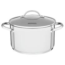 Caçarola Funda Tramontina Una em Aço Inox com Fundo Triplo e Tampa de Vidro 20cm 3,6L