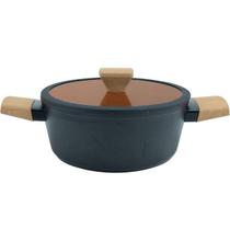Caçarola Induçao Antiaderente Norma REV Ceramico Tampa de Vidro 4,1L Preta