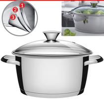 Caçarola Inox Avulsa Fundo Triplo Vidro 20cm 3,1l Tramontina Caçarola Inox Avulsa Fundo Triplo Vidro 20cm 3,1l Tramontina