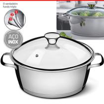Caçarola Inox Avulsa Fundo Triplo Vidro 24cm 4,2L Tramontina Caçarola Inox Avulsa Fundo Triplo Vidro 24cm 4,2L Tramontina