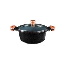 Caçarola Javali AM 24cm Cerâmica Antiaderente Preta 3,6L Tampa Vidro