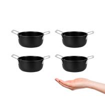 Caçarola Mini Alça Inox Preto Couvert Servir Entrada 10cm 4un