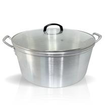 CAÇAROLA Nº 40 LIXADA HOTEL GRANDE FEIJOADA ALUMÍNIOS PORTELA COM TAMPA DE VIDRO