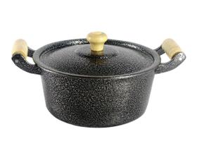 Caçarola Panela Reta Craqueada de Alumínio Alça Madeira Preta 28cm Caçarola Panela Reta Craqueada de Alumínio Alça Madeira Preta 28cm