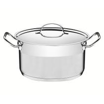 Caçarola Professional Funda em Aço Inox Fundo Triplo Com Tampa Plana Detalhe Satinado 20cm 3.6 L Tramontina