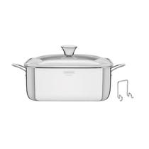 Caçarola Quadrada Aço Inox com Suporte para Tampa de Vidro Fundo Triplo 7,3L Grano Tramontina 62144/260