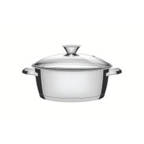 Caçarola Rasa Tramontina Allegra em Aço Inox com Fundo Triplo e Tampa de Vidro 24 cm 4,2 L Caçarola Rasa Tramontina Allegra em Aço Inox com Fundo Triplo e Tampa de Vidro 24 cm 4,2 L