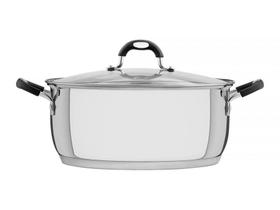 Caçarola Rasa Tramontina Solar Silicone em Aço Inox com Fundo Triplo e Tampa de Vidro 30 cm 8,9 L