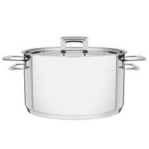 Caçarola Tramontina Brava Funda 20 cm 3,6 L em Aço Inox Fundo Triplo com Tampa Plana e Alças 62404200