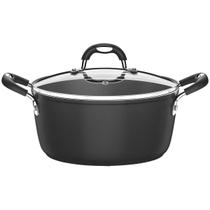 Caçarola Tramontina Mônaco Induction em Alumínio com Revestimento Interno e Externo Antiaderente Starflon Premium Preto com Tampa de Vidro 28 cm 6,4 L