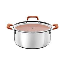 Caçarola Tramontina Romagna em Aço Inox e Alumínio com Revest. Interno Cerâmico Marfim 24cm 5,24L
