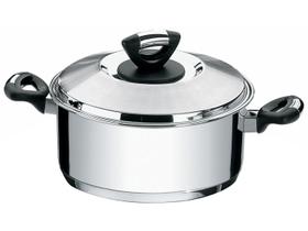 Caçarola Tramontina Solar Baquelite Rasa em Aço Inox Fundo Triplo com Tampa Alças Baquelite 24 cm 4,