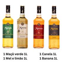 Cachaça Matuta Kit com 4 Mel Canela Maca Verde Banana