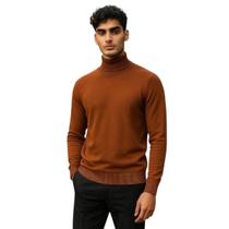 Cacharrel Blusa Tricot Lã Masculina Canelada Gola Alta R:765