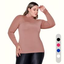 Cacharrel Feminina Plus Size Blusa Gola Alta Casual Social