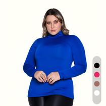 Cacharrel Feminina Plus Size Blusa Gola Alta Casual Social