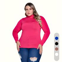 Cacharrel Feminina Plus Size Blusa Gola Alta Casual Social