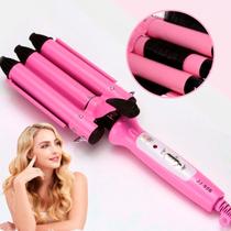 Cacheador Tri-ondas Rosa Bivolt 25mm Cerâmica Cabelos de Sereia Cacheador Tri-ondas Rosa Bivolt 25mm Cerâmica Cabelos de Sereia