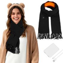 Cachecol Aquecido KLADNDER para Mulheres e Homens, Aquecedor de Pescoço Elétrico Recarregável 5000mAh, 3 Níveis de Calor, Cachecol Térmico Macio e Confortável, Aquecimento Inteligente para Calor Duradouro no Inverno - Preto