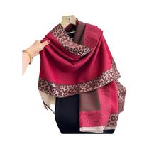 Cachecol De Cashmere Com Estampa De Leopardo Para Inverno Feminino, Pashmina, Xale, Cobertor Grosso