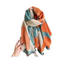 Cachecol De Cashmere Laranja Trançado Macio Confortável Versátil Longo Para Outono Inverno Cachecol De Cashmere Laranja Trançado Macio Confortável Versátil Longo Para Outono Inverno
