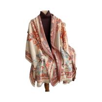 Cachecol De Cashmere Quente Para Mulheres Com Estampa Floral, Pashmina Grossa, Poncho Da Moda 2023 Cachecol De Cashmere Quente Para Mulheres Com Estampa Floral, Pashmina Grossa, Poncho Da Moda 2023