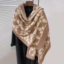 Cachecol De Caxemira Jacquard Elegante Para Senhoras, Inverno Grosso E Quente, Xale De Dois Lados À