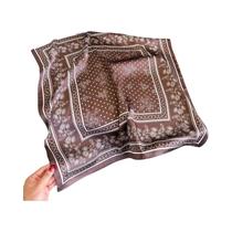 Cachecol De Cetim Feminino 70cm Com Estampa Floral De Poá, Quente E Elegante Para Outono/Inverno,