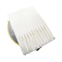 Cachecol De Inverno Feminino Em Cashmere Grosso, Xale Com Franjas Em Cores Sólidas Brilhantes