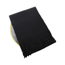Cachecol De Inverno Feminino Em Cashmere Macio Cor Sólida Com Franjas Longas De Mohair Espessado.