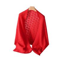 Cachecol De Lã Merino E Caxemira Tricotado, Estilo Geométrico De Luxo Para Outono/Inverno, Manta Cachecol De Lã Merino E Caxemira Tricotado, Estilo Geométrico De Luxo Para Outono/Inverno, Manta