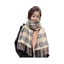 Cachecol De Luxo Feminino De Inverno Em Cashmere Com Franjas Longas Pashmina Quente Estampada Xale