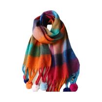 Cachecol De Luxo Feminino Em Cashmere, Grosso E Quente, Clássico Com Franjas, Xadrez, Xale De