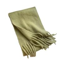 Cachecol De Luxo Feminino Em Cashmere, Xale Grosso E Quente Com Franjas Clássicas, Cor Sólida,