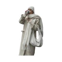 Cachecol De Luxo Feminino Em Cashmere, Xale Grosso E Quente Com Franjas Clássicas, Cor Sólida,