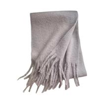 Cachecol De Luxo Feminino Em Cashmere, Xale Grosso E Quente Com Franjas Clássicas, Cor Sólida,