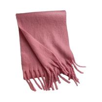 Cachecol De Luxo Feminino Em Cashmere, Xale Grosso E Quente Com Franjas Clássicas, Cor Sólida,