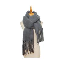 Cachecol De Luxo Feminino Em Cashmere, Xale Grosso E Quente Com Franjas Clássicas, Cor Sólida,