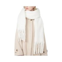 Cachecol De Luxo Feminino Em Cashmere, Xale Grosso E Quente Com Franjas Clássicas, Cor Sólida,